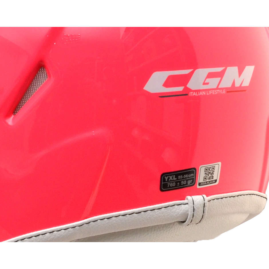 Casco Moto Jet Bambino CGM 204S Cuba Smile Rosa Fluo Con Adesivi