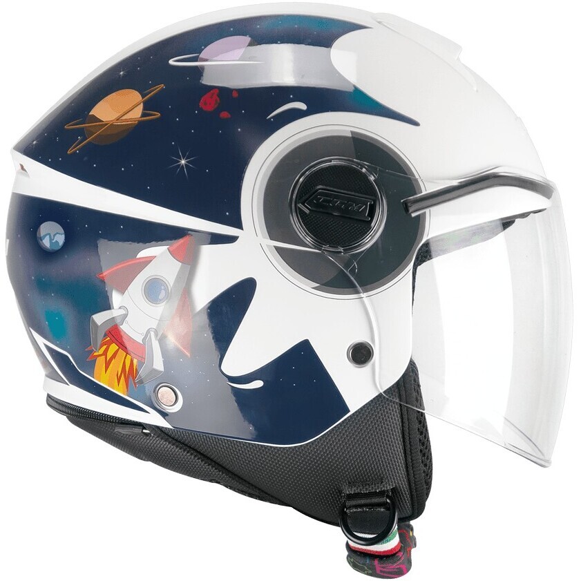 Casco Moto Jet Bambino 261S MINI SPACE Blu Bianco taglia XL