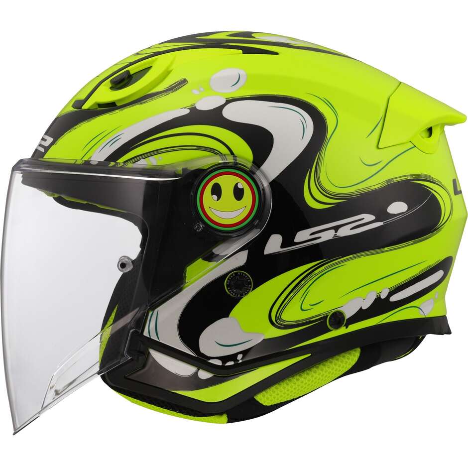 Casco Moto Jet Bambino LS2 OF622 FUNNY II GLUP Giallo Fluo