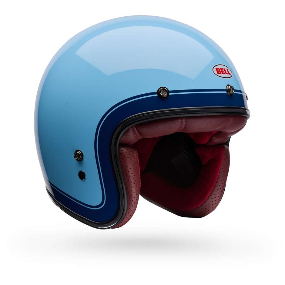 Casco Moto Jet Bell CUSTOM 500 CRATE Blu Ghiaccio