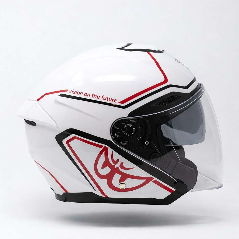 Casco Moto Jet Berik Doppia Visiera OF669 Basic J Bianco Rosso
