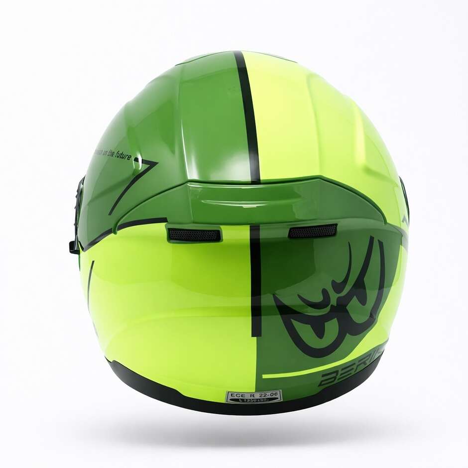 Casco Moto Jet Berik Doppia Visiera OF669 Bipolar Giallo Fluo Verde