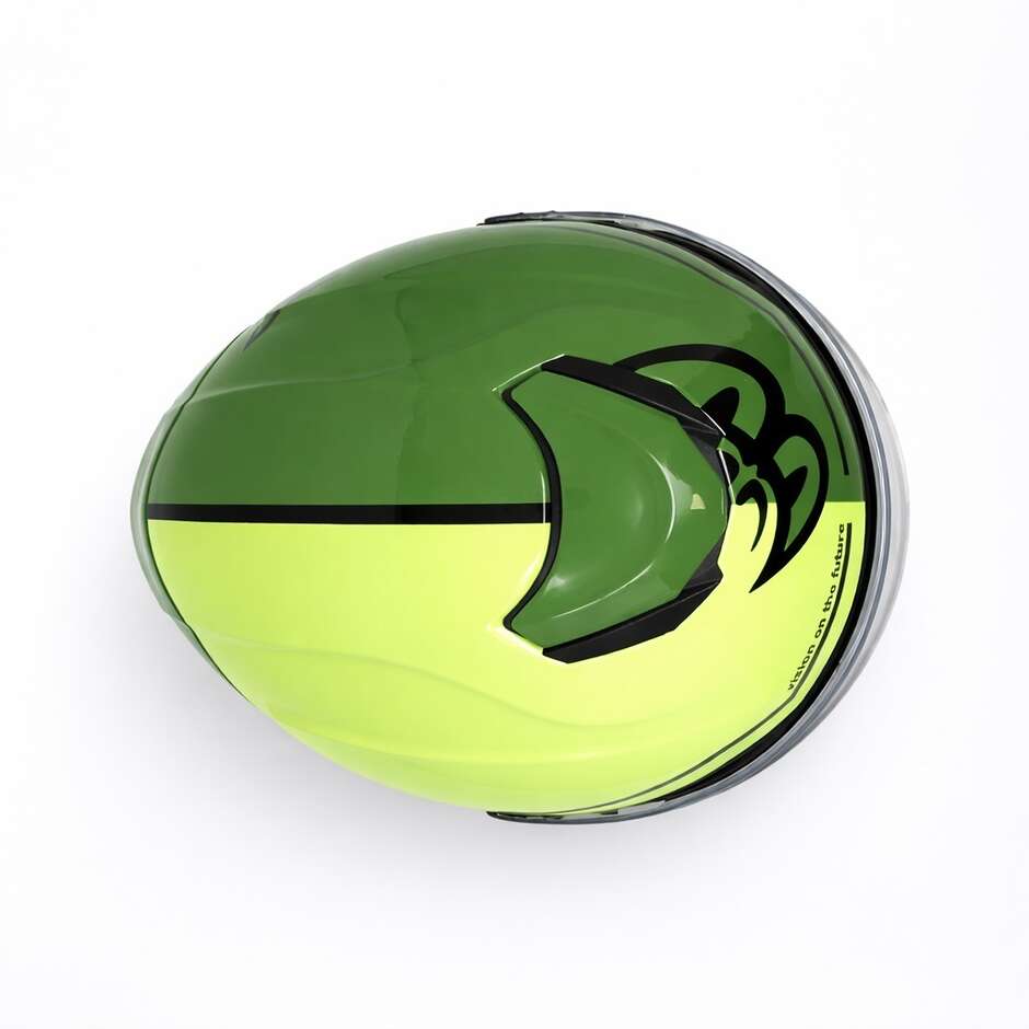 Casco Moto Jet Berik Doppia Visiera OF669 Bipolar Giallo Fluo Verde