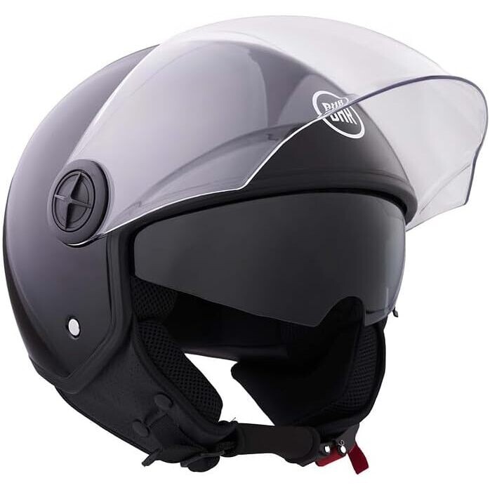 Casco Moto Jet 840 DUAL SHIELD Nero Metallizzato taglia S