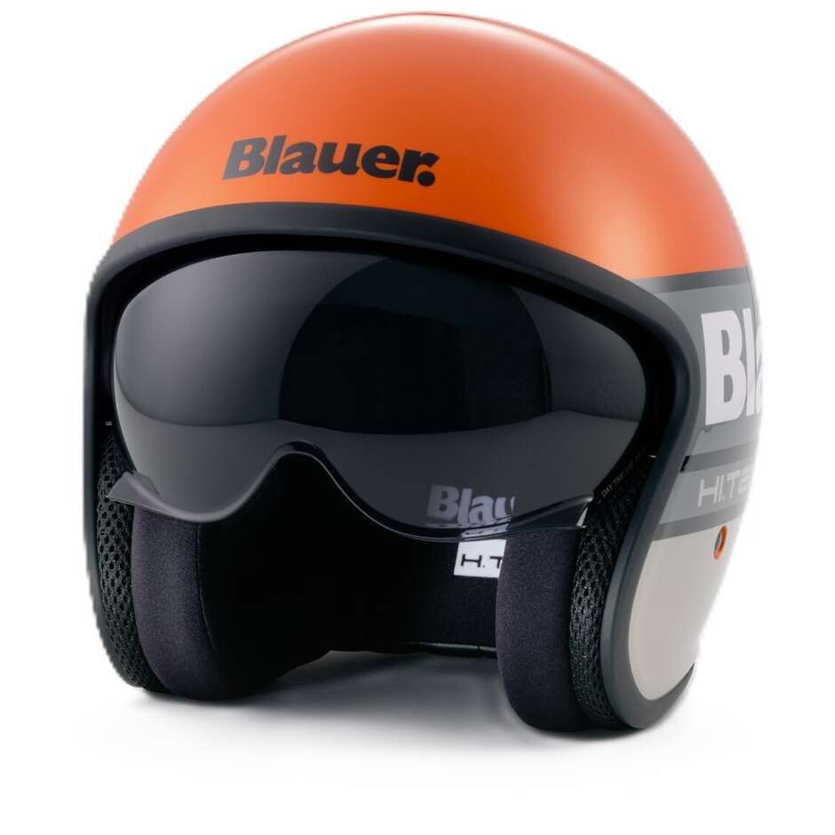 Casco Moto Jet Blauer Pilot 4.0 Arancio Grigio Lucido