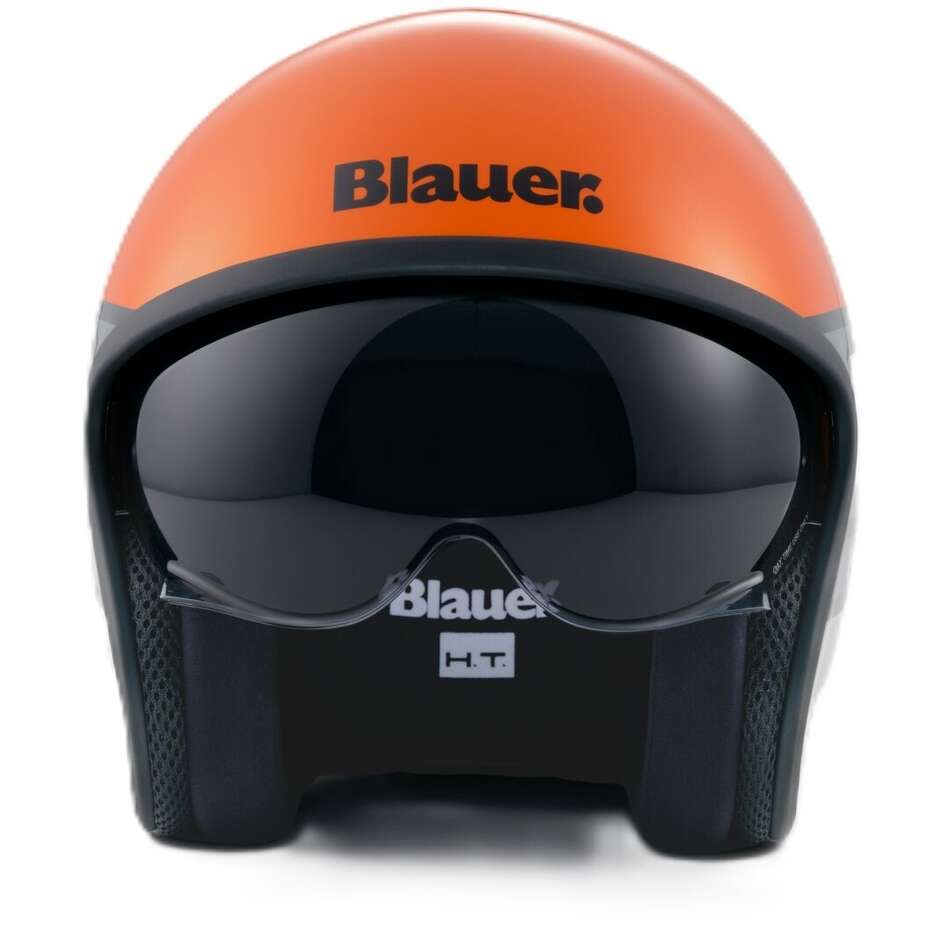 Casco Moto Jet Blauer Pilot 4.0 Arancio Grigio Lucido