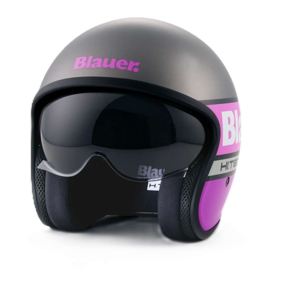 Casco Moto Jet Blauer Pilot 4.0 Titanio Fucsia Opaco
