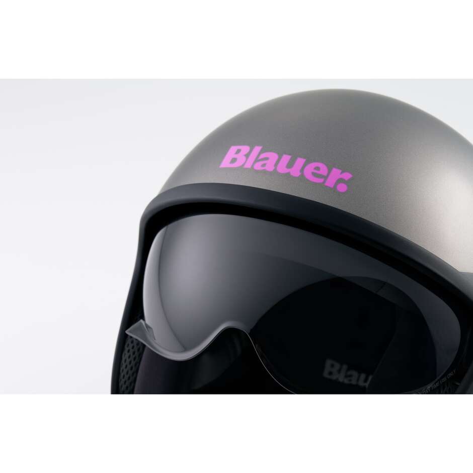Casco Moto Jet Blauer Pilot 4.0 Titanio Fucsia Opaco