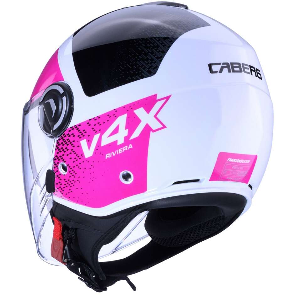 Casco Moto Jet Caberg RIVIERA V4X ALPHA Bianco Rosa Nero