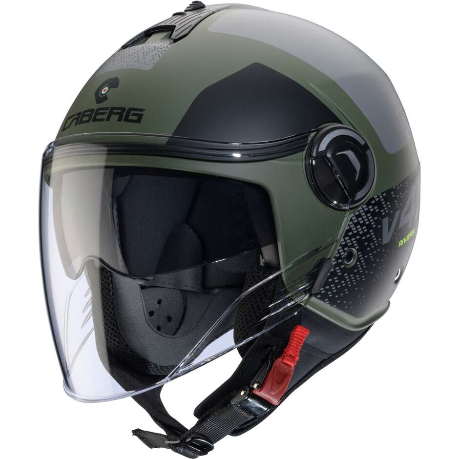 Casco Moto Jet Caberg RIVIERA V4X ALPHA Opaco MILITARY Verde Nero Grigio
