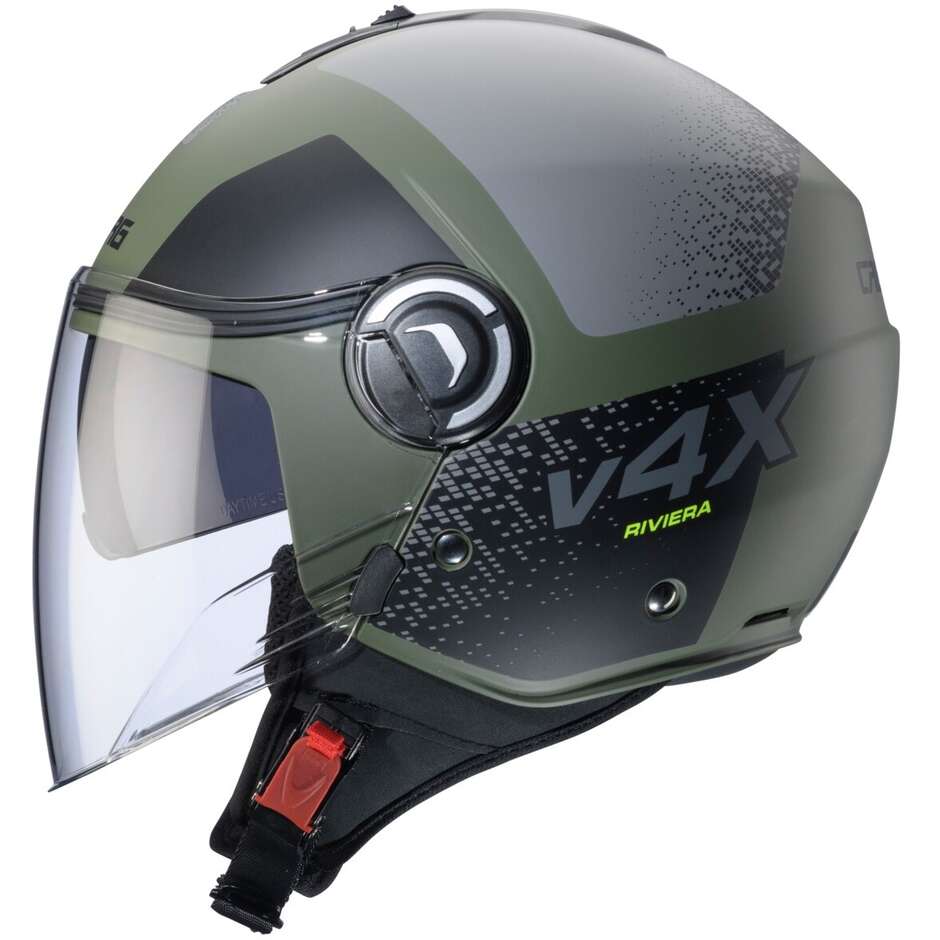 Casco Moto Jet Caberg RIVIERA V4X ALPHA Opaco MILITARY Verde Nero Grigio