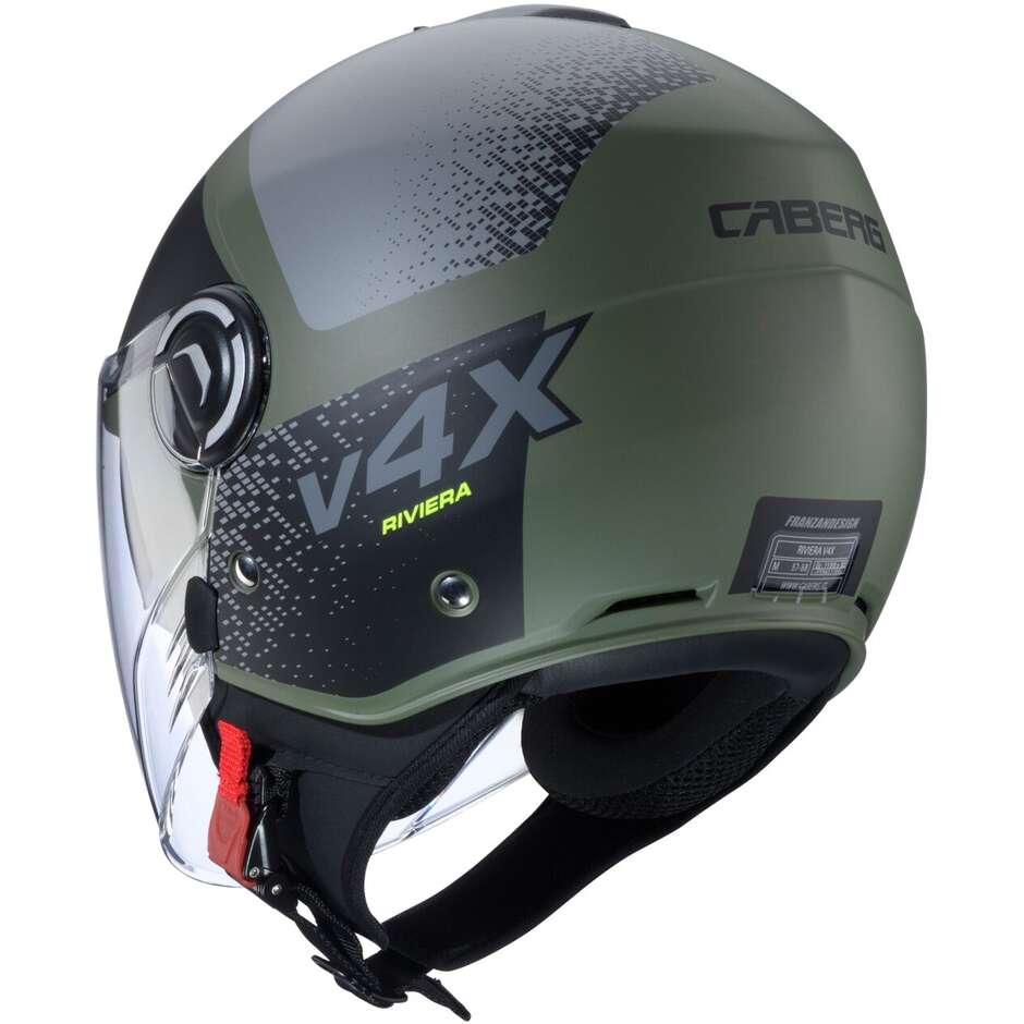 Casco Moto Jet Caberg RIVIERA V4X ALPHA Opaco MILITARY Verde Nero Grigio