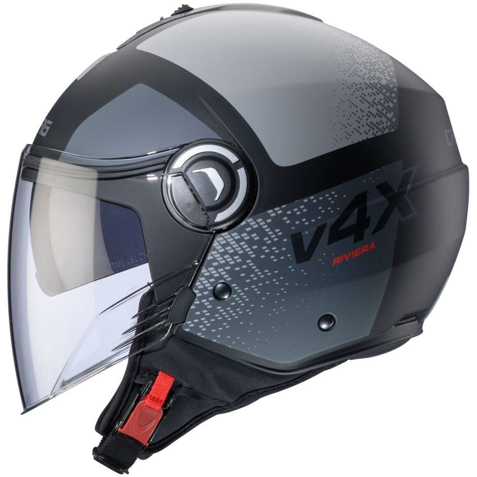 Casco Moto Jet Caberg RIVIERA V4X ALPHA Opaco Nero Antracite Grigio