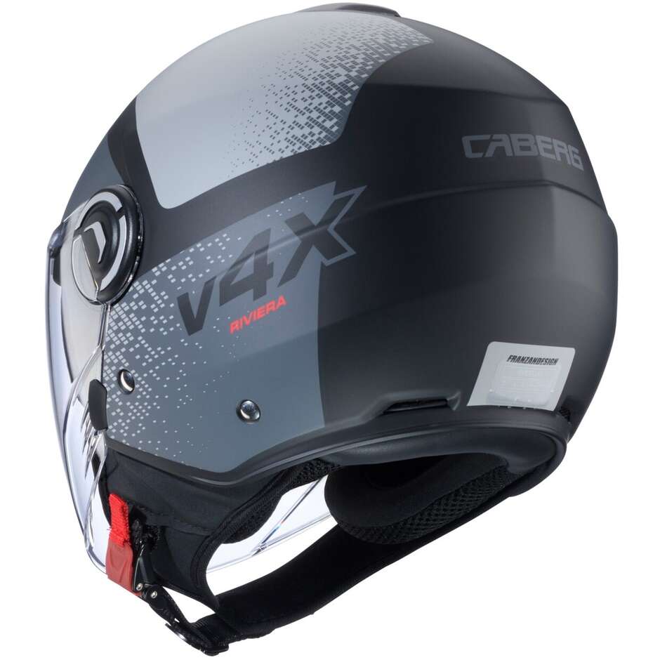 Casco Moto Jet Caberg RIVIERA V4X ALPHA Opaco Nero Antracite Grigio