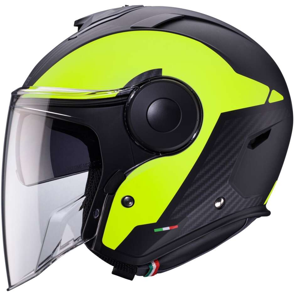 Casco Moto Jet Caberg SOHO MILANO Nero Opaco Giallo Fluo