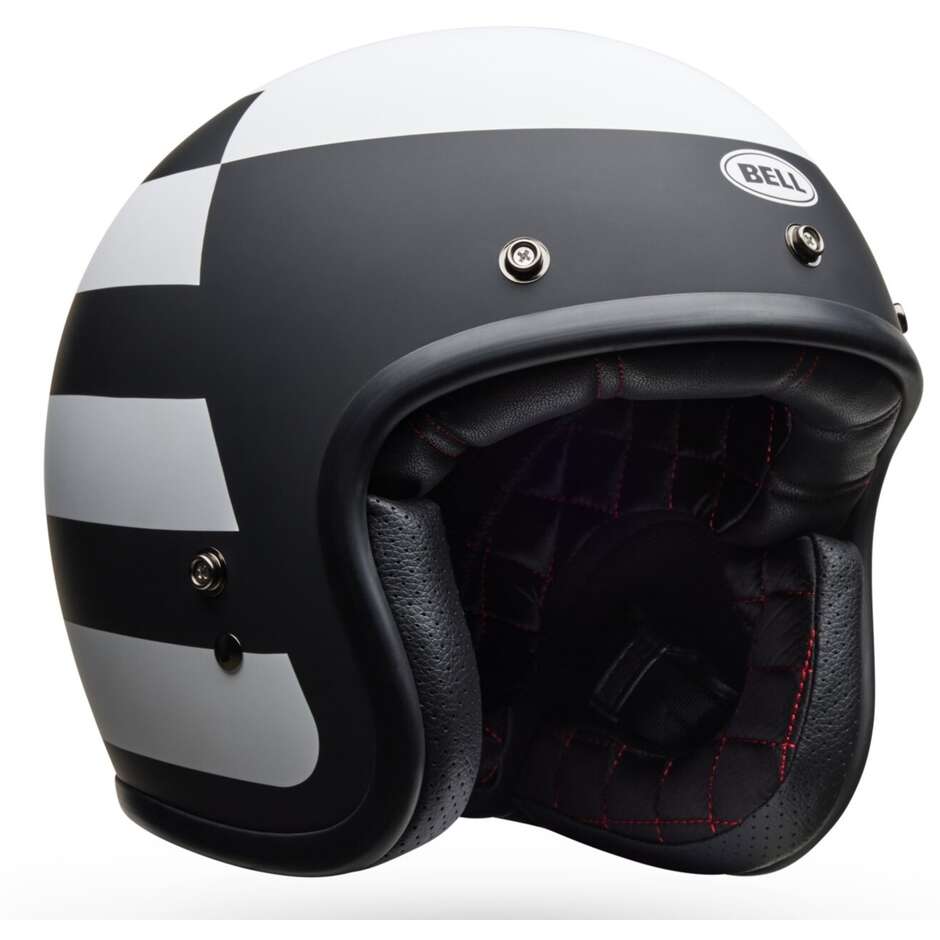 Casco Moto Jet Cafè Racer CUSTOM 500 PARLOR Nero Bianco taglia S