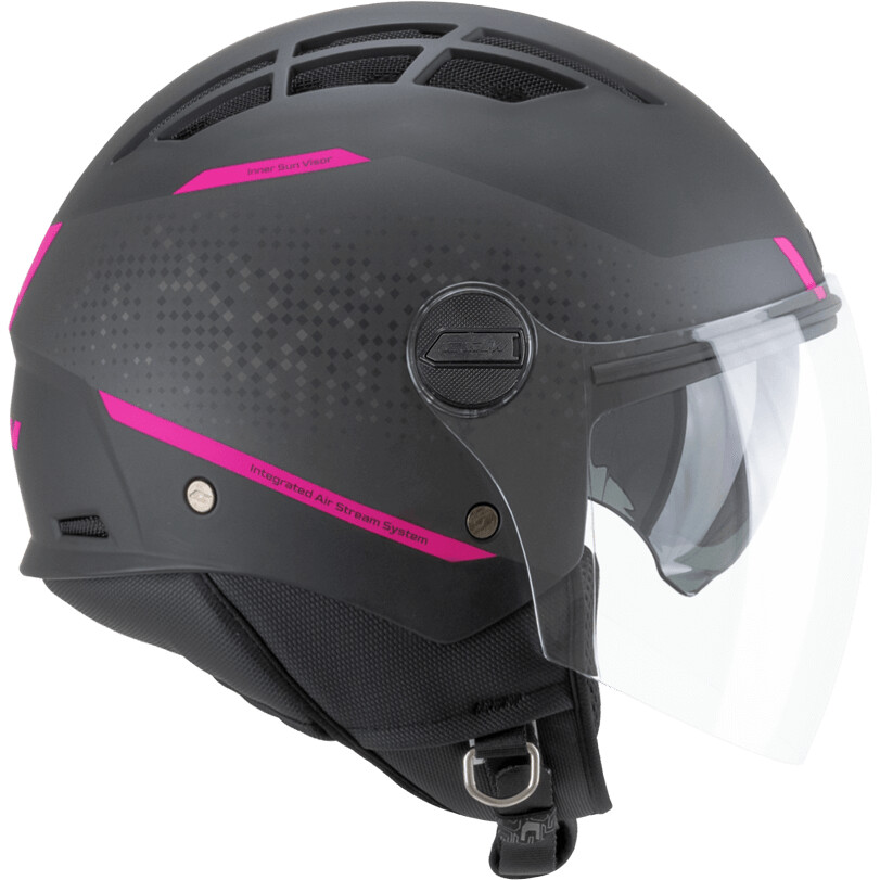 Casco Moto Jet 116X AIR CITY Nero Fucsia fluo opaco taglia XL