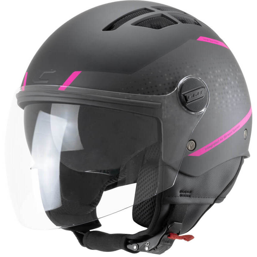 Casco Moto Jet CGM 116X AIR CITY Nero Fucsia fluo opaco