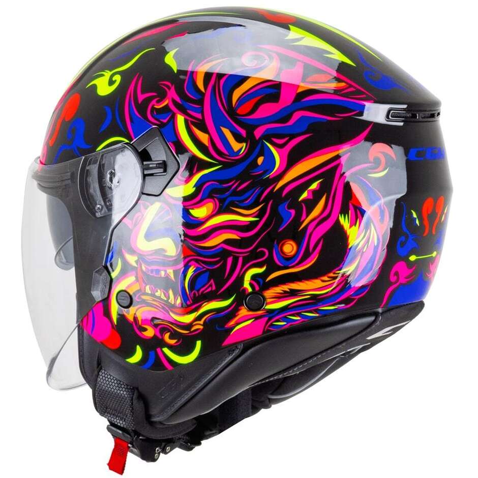 Casco Moto Jet CGM 126S IPE DEMON Nero Blu Rosso Giallo