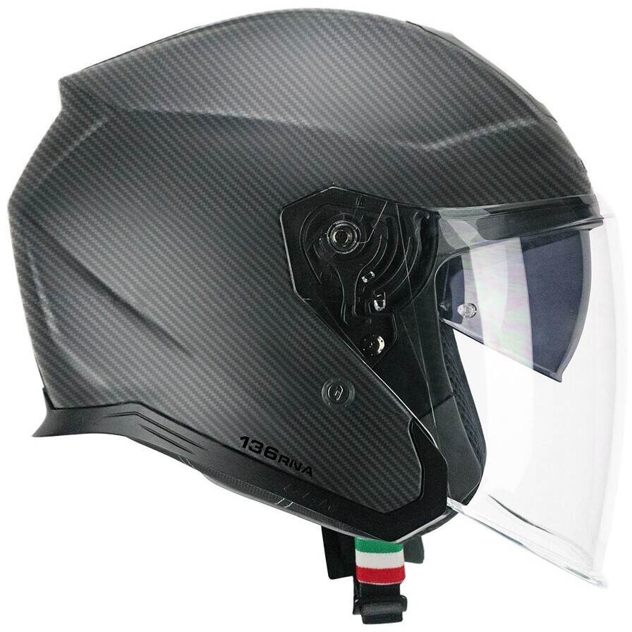 Casco Moto Jet CGM 136C RNA PRO Carbon Nero opaco