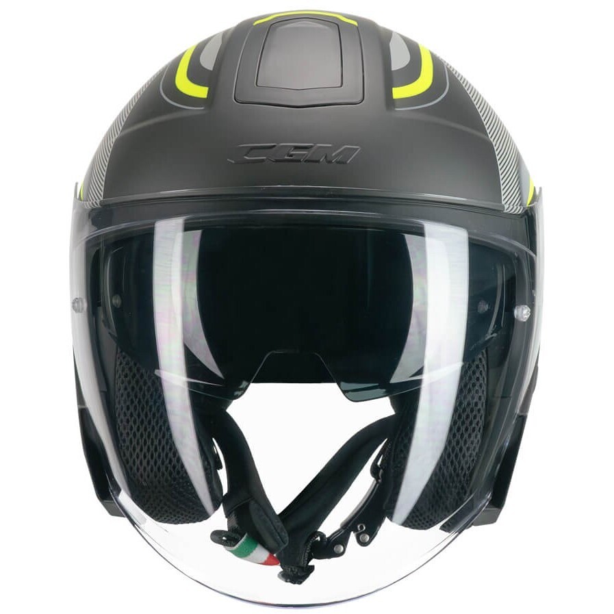 Casco Moto Jet CGM 136G RNA SPORT Grigio Giallo fluo opaco