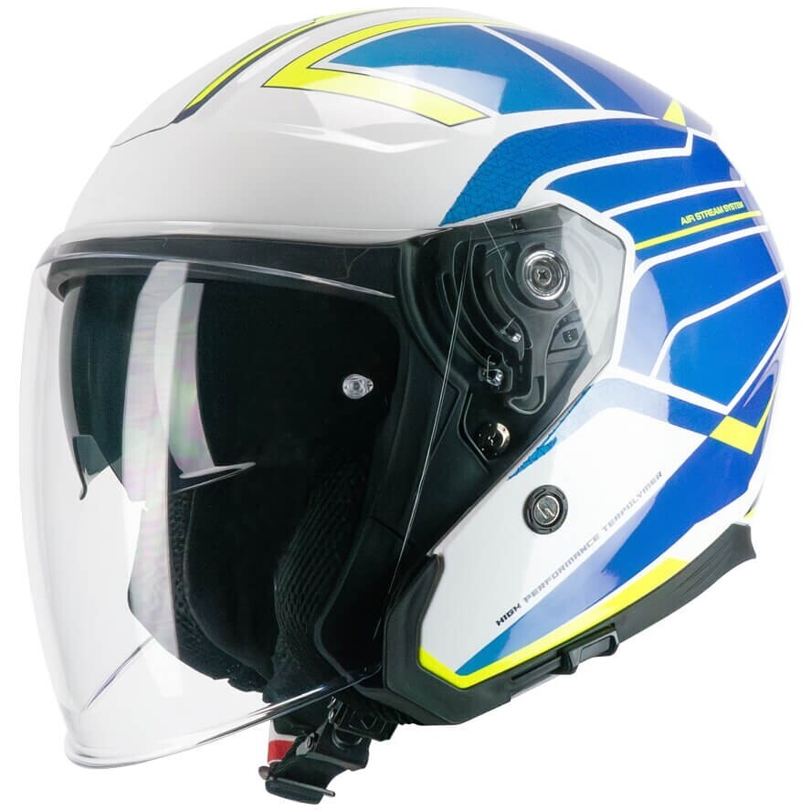 Casco Moto Jet CGM 136S RNA RACE Blu Giallo fluo
