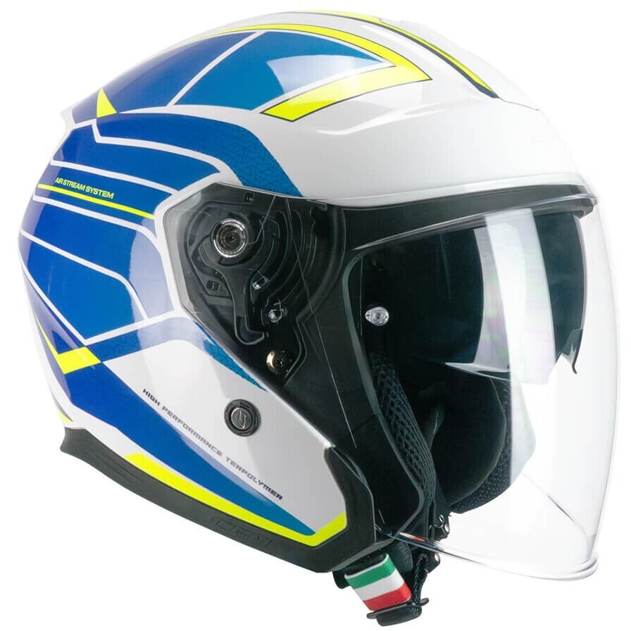 Casco Moto Jet CGM 136S RNA RACE Blu Giallo fluo