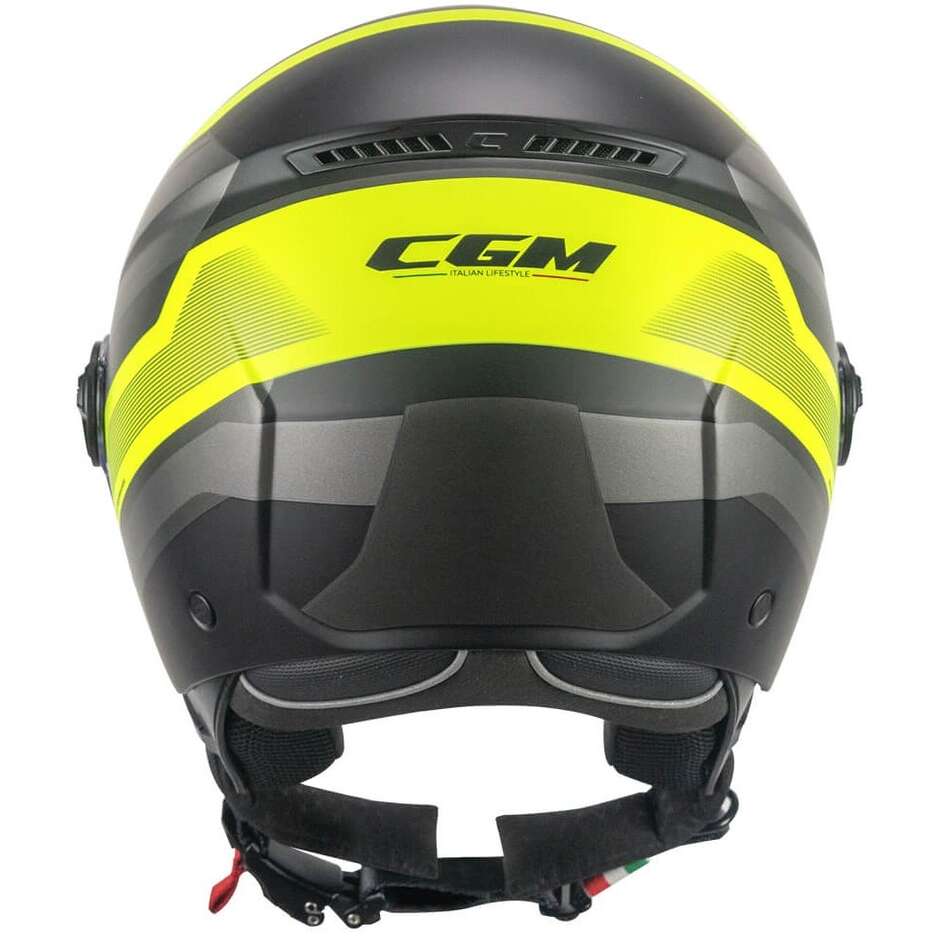 Casco moto Jet CGM 167K FLO CITY Nero Giallo fluo opaco lunga