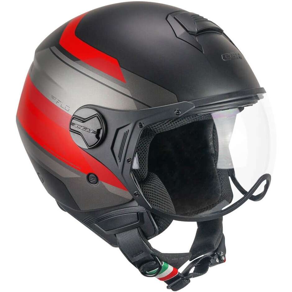 Casco moto Jet CGM 167K FLO CITY Nero Rosso opaco sagomata