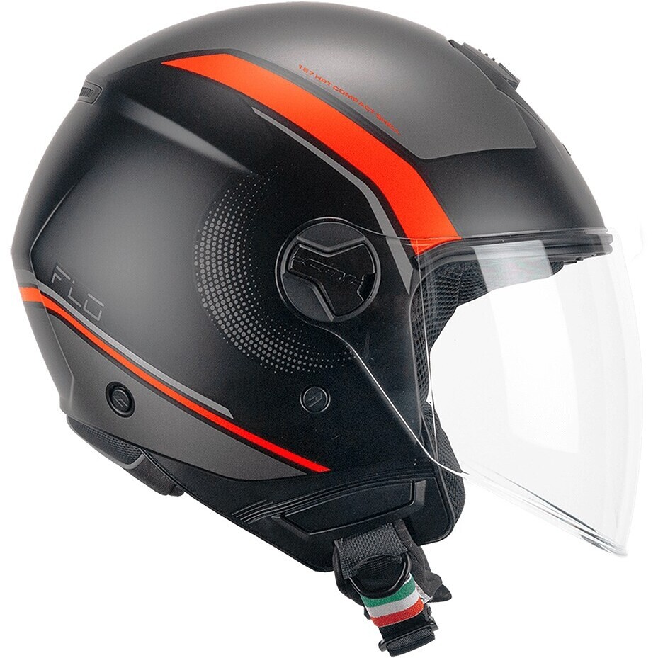 Casco Moto Jet 167M FLO DOT Nero Arancione fluo opaco lu taglia M1