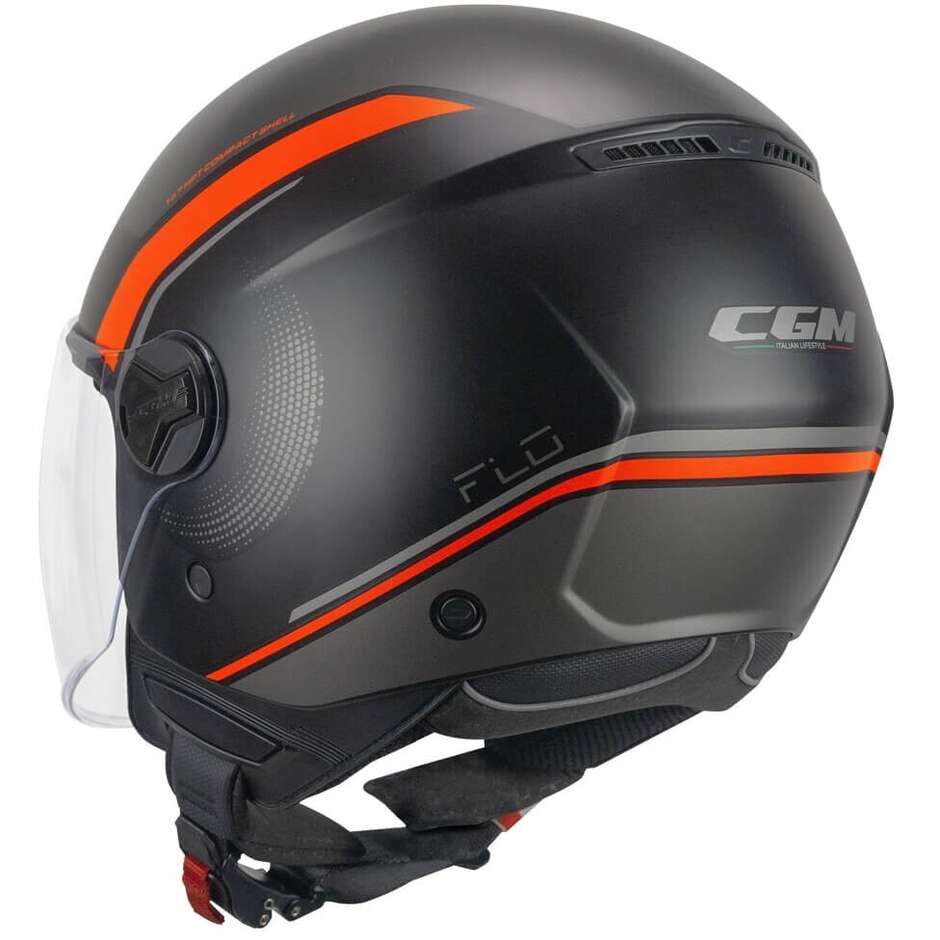 Casco Moto Jet CGM 167M FLO DOT Nero Arancione fluo opaco lunga