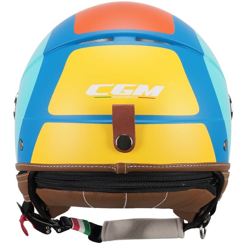 Casco Moto Jet CGM 191G PIX SPRINT Celeste Arancione opaco lunga