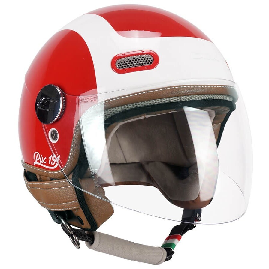 Casco Moto Jet CGM 191G PIX SPRINT Rosso Bianco lunga