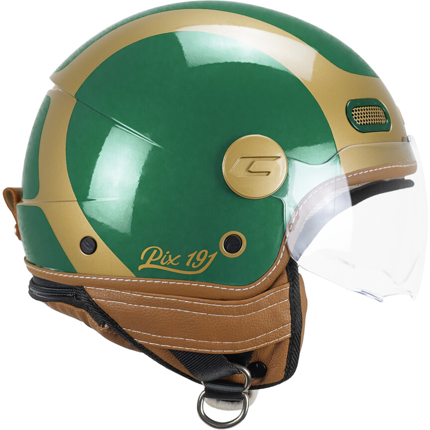 Casco Moto Jet CGM 191G PIX SPRINT Verde Oro sagomata