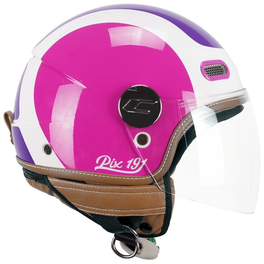 Casco Moto Jet 191G PIX SPRINT Viola Fucsia fluo lunga taglia S
