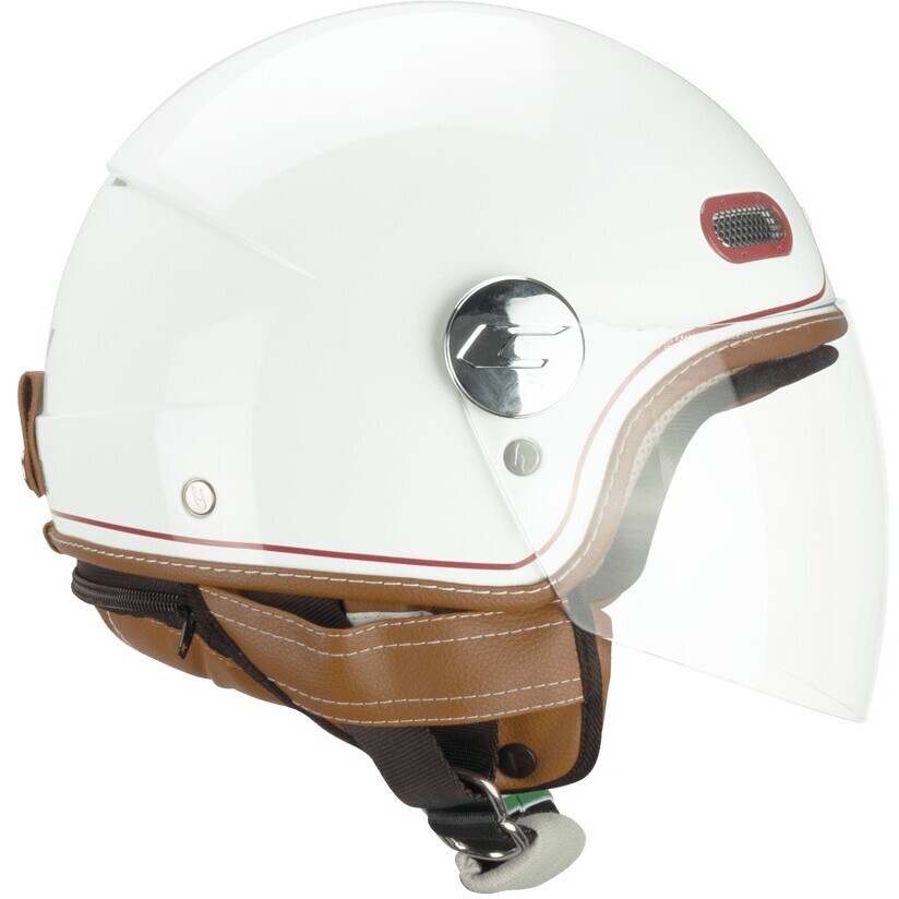 Casco Moto Jet 191V PIX VINTAGE Bianco Bordeaux lunga taglia XS