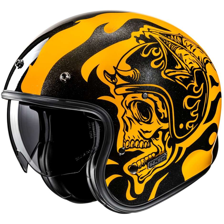Casco Moto Jet Custom V31 FLAME MC3 taglia XS