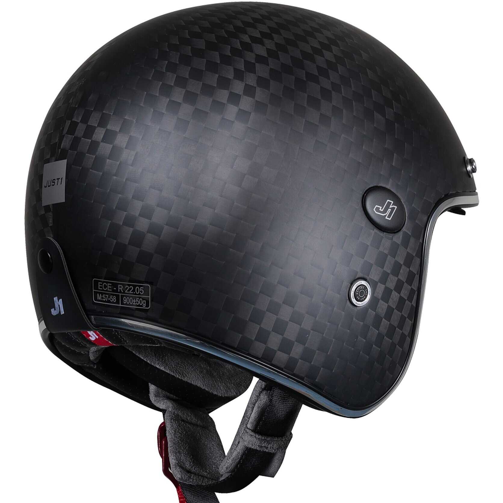 ZLYJ Mezzi Caschi Moto retrò Brain-cap Fibra di Carbonio Omologazione ECE Casco Jet A Mezza Calotta Casco Scooter Visiera Incorporata Cruiser Chopper