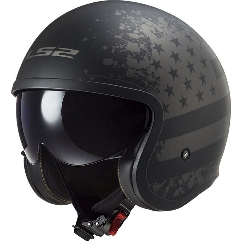 Casco Moto Jet Custom OF599 SPITFIRE 2 BLACK FLAG Nero O taglia XS
