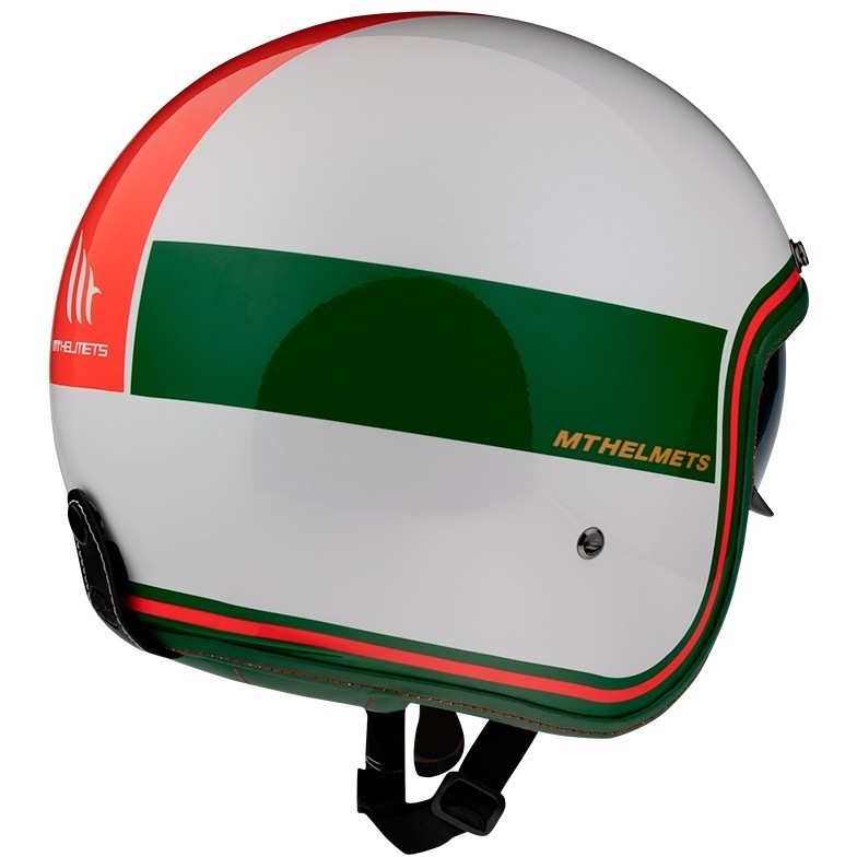 Casco Moto Jet Custom MT Helmets Le Mans 2 SV TANT D5 Bianco Lucido Rosso