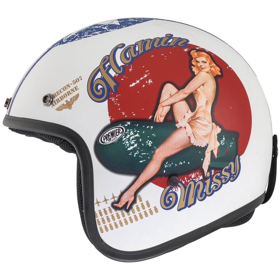 Casco Moto Jet Custom Premier   CLASSIC PIN UP 8 BM