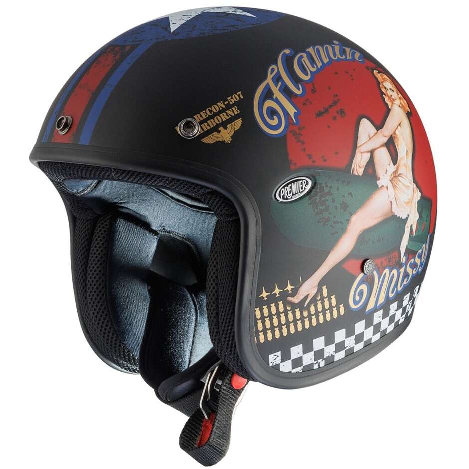 Casco Moto Jet Custom Premier   CLASSIC PIN UP 9 BM