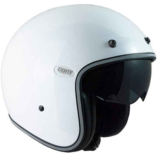 Casco Moto Jet Custom Retrò 177w PORTO MONO Bianco Glitt taglia S