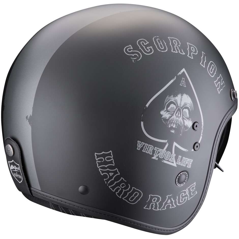 Casco Moto Jet Custom Scorpion BELFAST EVO SPADE Nero Argento