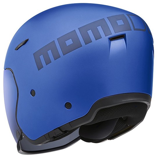Casco Moto Jet Doppia Visiera Momo Design AERO Blu Opaco Nero