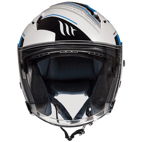 Casco Moto Jet Doppia Visiera MT Helmets AVENUE SV SIDEWAY C7 Blu Lucido