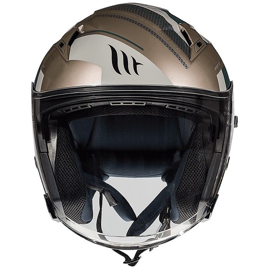 Casco Moto Jet Doppia Visiera MT Helmets AVENUE SV SIDEWAY J9 Oro Lucido