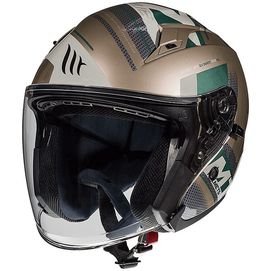 Casco Moto Jet Doppia Visiera MT Helmets AVENUE SV SIDEWAY J9 Oro Lucido