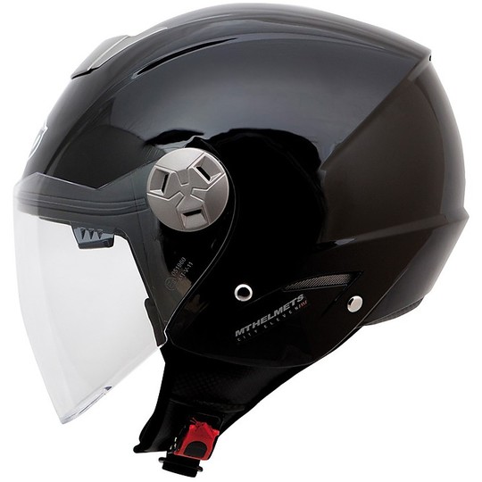 Casco Moto Jet Doppia Visiera MT Helmets City Eleven Sv Solid Nero Lucido