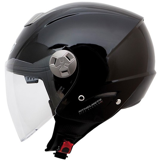 Casco Moto Jet Doppia Visiera MT Helmets City Eleven Sv Solid Nero Opaco
